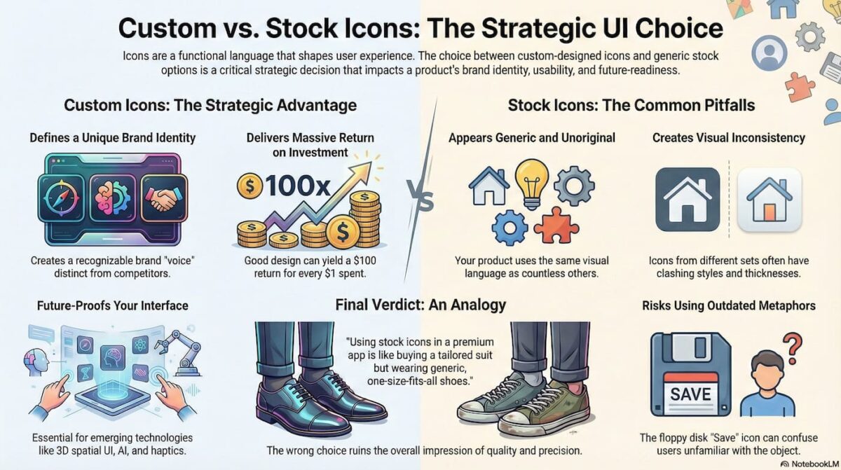 Custom icons vs. stock icons: Why your UI needs its own visual voice ...